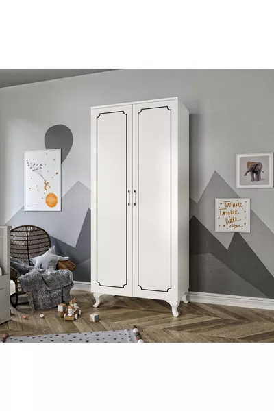 خزانة ملابس عصرية بنمط حديث ببابين، خزانة ملابس - مصنوعة بالكامل من MDF عالي الجودة