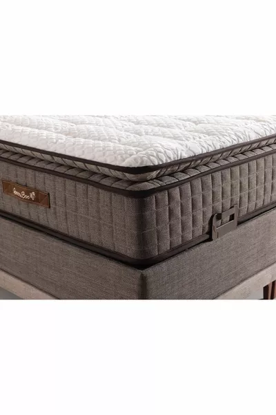 سرير رولباك نابول مصمم بشكل أرثوبديكي مع جيب، بني وناعم محشو