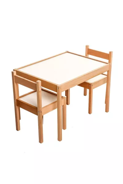 Set Tavolo e Sedie Montessori in Legno per Bambini, Marrone, Design Educativo ed Elegante