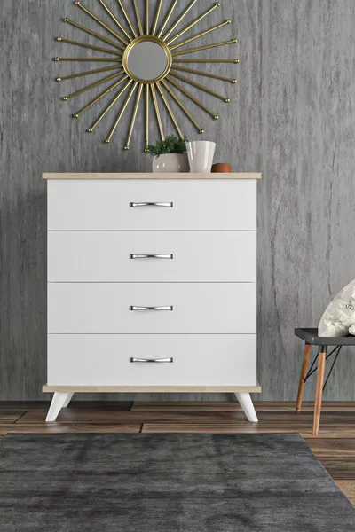 خزانة أرتيميس البيضاء بأربعة أدراج