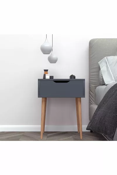 طاولة جانبية أتلس بدرج واحد باللون الأنثراسيت