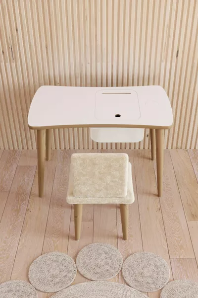 Детский стол Монтессори Игровой стол Активити-стол Рабочий стол - 1 шт. с белым мягким стулом Welsoft