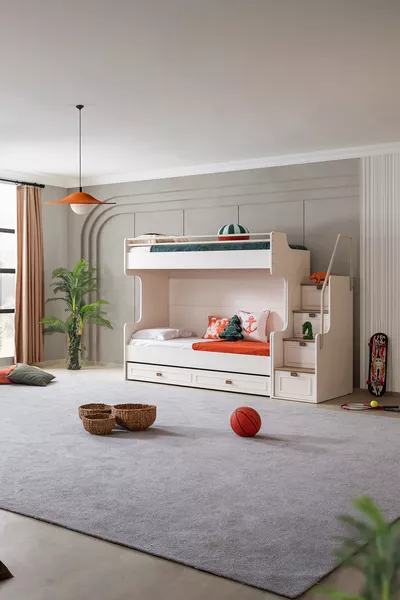 Кровать-чердак Ranza, Zenit Plus с ящиком белая