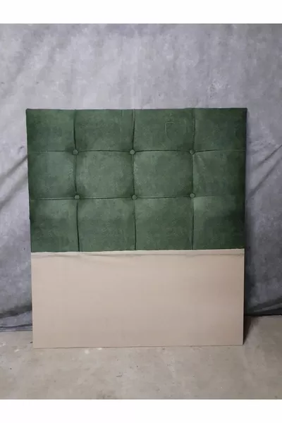 Bed Base Headboard X Square Quilted Green