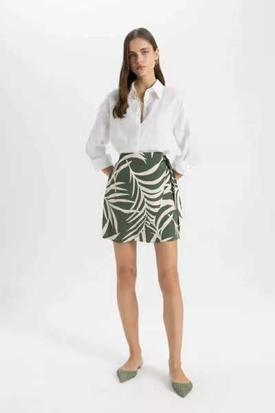 A Cut Patterned High Waist Maroken Mini Skirt mc