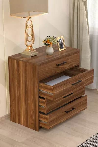 خزانة فيونا بأربع أدراج من الجوز