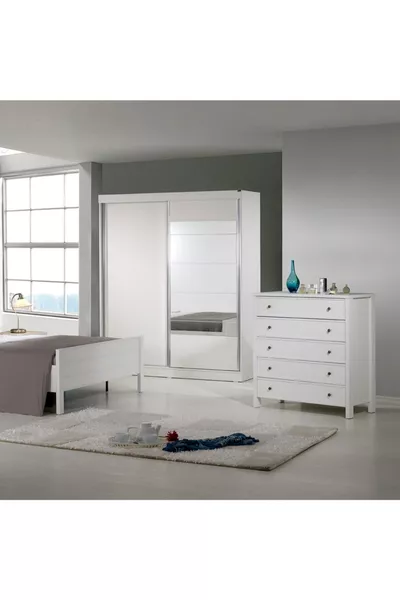 Rio 5 Çekmeceli Ayaklı Modern Şifonyer, Beyaz