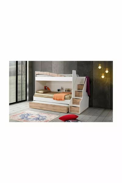 باريس سرير بطابقين صغير بالجوز - أبيض