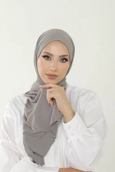 Écharpe Gris Luxe en Jersey - Hijab Lycras pour Femme Voilée