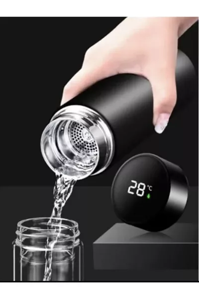 ترمس من الفولاذ المقاوم للصدأ مع مقياس درجة حرارة رقمي، سعة مل