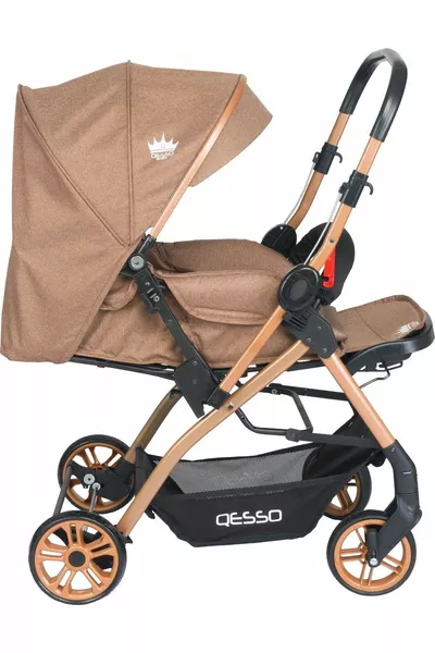 Aqua Wende-Buggy für Babys Anthrazit Braun Travel-Kinderwagen Thermotasche