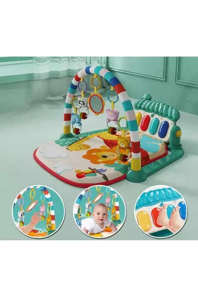 حصيرة لعب للأطفال مع بيانو، حصيرة نشاط مع مائية، مرآة للمولود الجديد، موسيقية ومضيئة