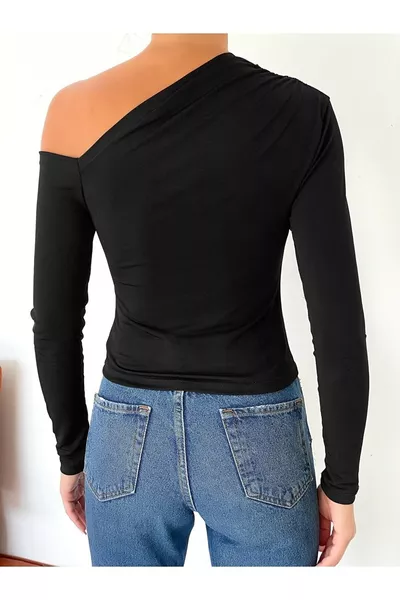 Дамска блуза Sandy с открити рамене и плетене