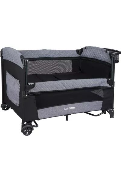 ميا كومفورت سرير لعب بجانب الأم + سرير رمادي