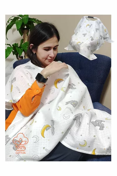 Muslin Cute Bunnies Poncho Single Product Functional Stroller Cover and Nursing Apron Nursing Cover