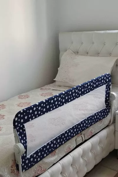 Barrière de lit Rock, garde-corps de lit pratique et pliable pour enfants, barrière anti-chute pour bébé, bleu