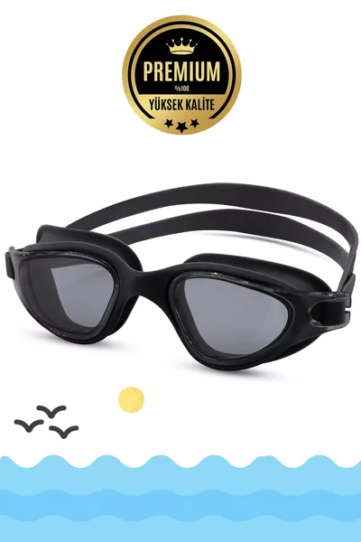 Swimmer Goggles That Don't Fog Up, Vacuum Sealed, UV Protected, Swimming Pool and Sea Goggles, Black