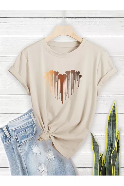 Melting Hearts Printed Design T-Shirt