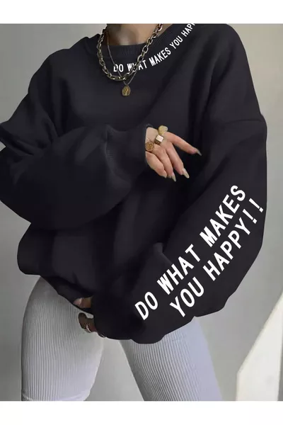 سويت شيرت واسع للنساء بتفاصيل الضغط على الرقبة والذراع