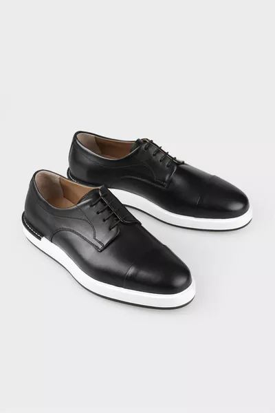 Chaussures décontractées en cuir noir pour hommes