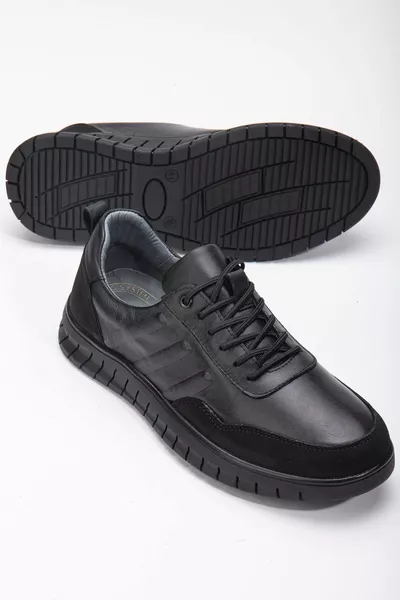  Ортопедични мъжки обувки от естествена кожа с връзки и нехлъзгаща се подметка