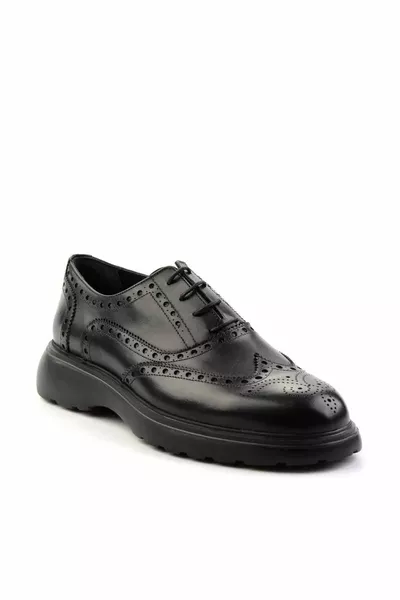 Scarpe classiche da uomo in vera pelle nera antica 