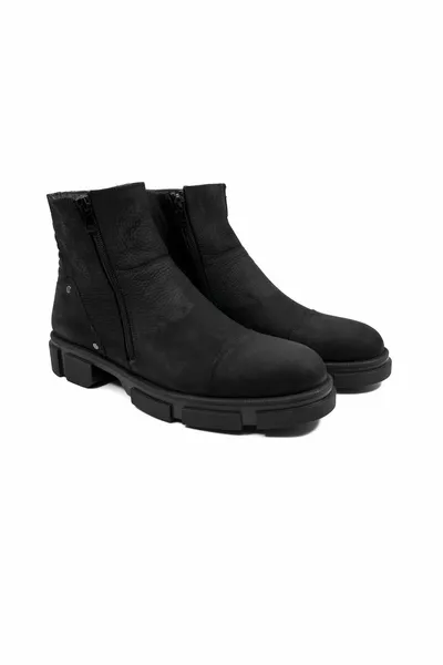 Bolkar Schwarze Herren-Sportstiefel aus echtem Nubukleder