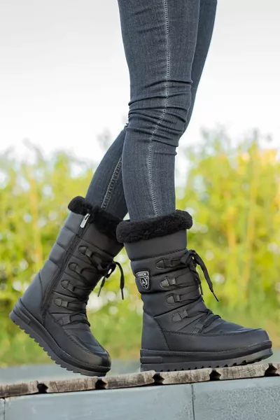 Fourrure Bottes de neige Femme Noir Noir