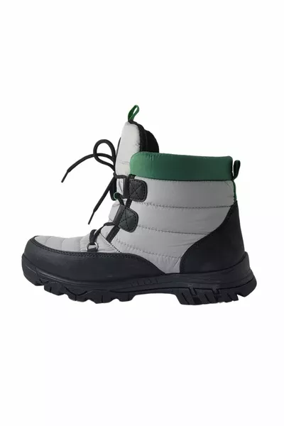 حذاء ثلجي أخضر-رمادي دانتيل للرجال مع فرو بالداخل