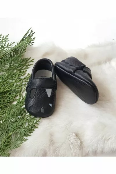 Wizy Детские лоферы из натуральной кожи черного цвета