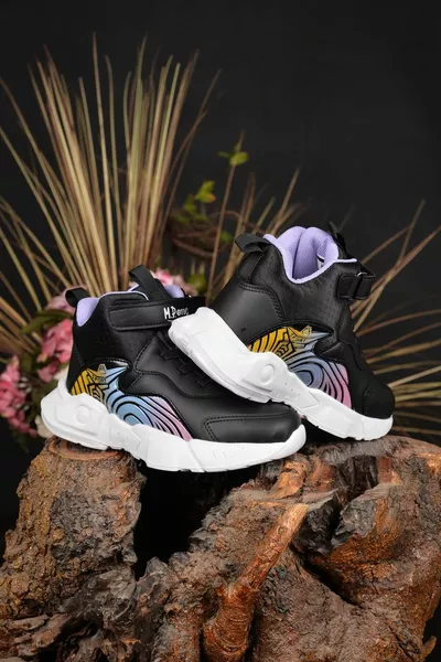 الفتيات الشتاء للماء العظام عدم الانزلاق الحرارية وحيد مريحة جلد أسود-الأرجواني أحذية رياضية