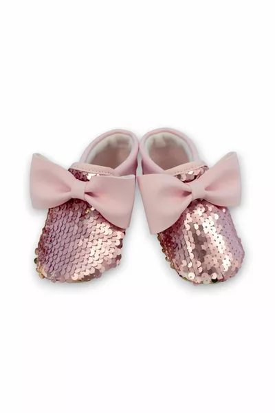 Балетки с бантом из розового золота 