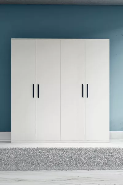 4-Door White Wardrobe Cabinet Gm