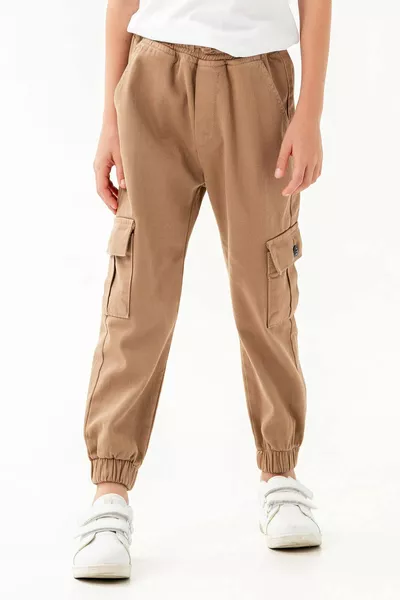Lastikli Bel ve Paça Kargo Cepli Jogger Erkek Çocuk Pantolon