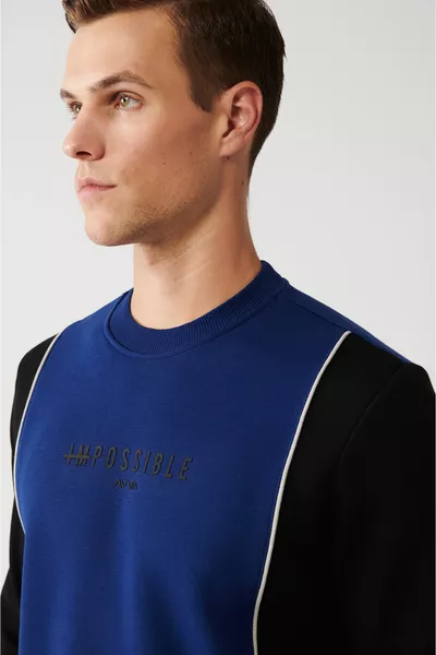 Felpa da sax da uomo con collo a 3 fili e slogan stampato 