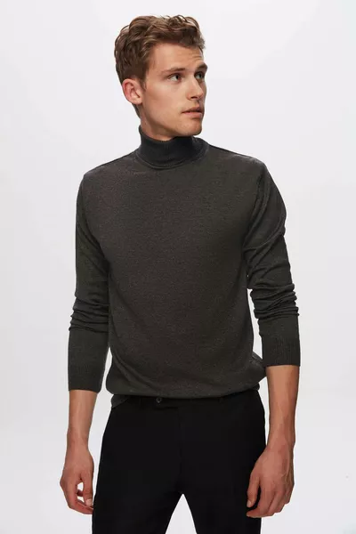 Maglione a collo alto da uomo DS Damat Regular Fit antracite in misto cotone