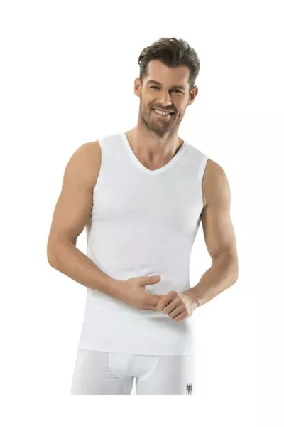 Canottiera da uomo bianca a V senza maniche, pacco da 3, 