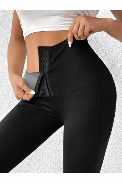 Sauna-Leggings Modell Thermo-Korsett mit Haken Effekt Leggings Schlankmachend, Figurformend, Straffend