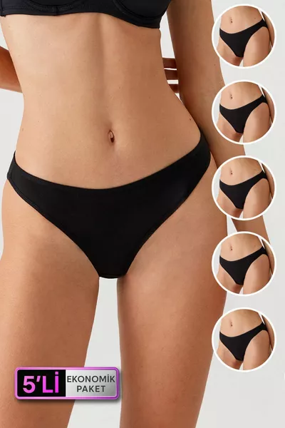 5'li Ekonomik Paket  High Leg Classic Pamuklu Basic Külot