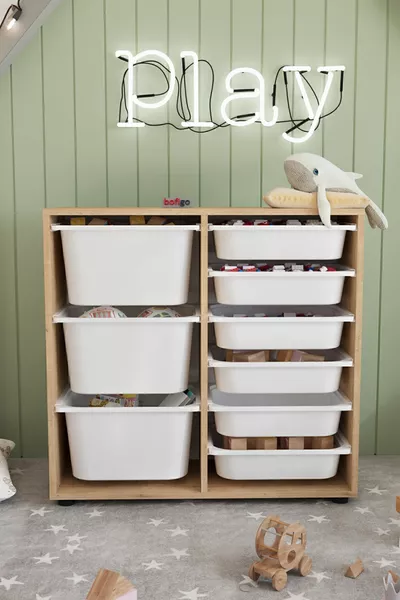 9-Basket Cabinet Multi-Purpose Cabinet Toy Cabinet Chagla Sapphire Oak