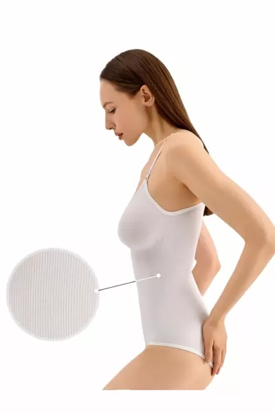 كورسيه مشد مامي موديل بحمالات وفعّال في شد منطقة الجسم، اللون أبيض 