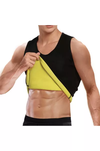 % Real Natural Neoprene Men's Thermal Sweat Sauna Tank Top Corset Fitness Men's Tank