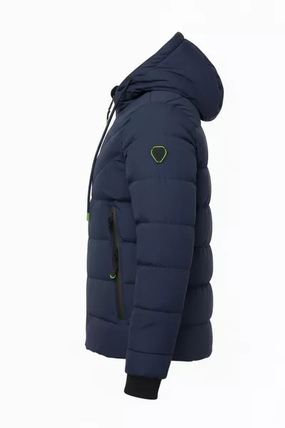 معطف وسترة صبيان كحلي مقاوم للماء والرياح مبطن بالفرو القابل للغسيل