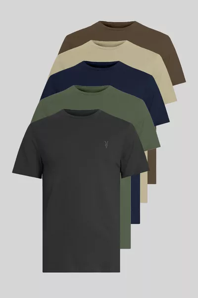 Men's Basic Standard Fit 5-Pack Crew Neck Short Sleeve Non-See-Through T-Shirt