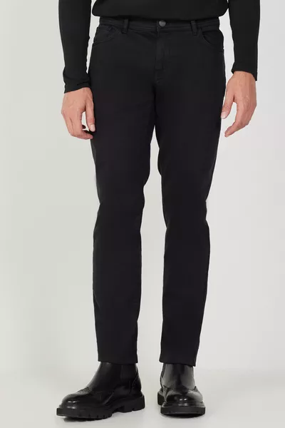 Herren Schwarz  Grad In Alle Richtungen Dehnbare Slim Fit Enganliegende Baumwollhosen Bequeme Elastische Hose