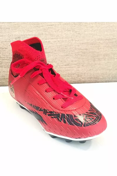  Rot Unisex Kinder Kunstrasen Feld Fußballschuhe mit Socken