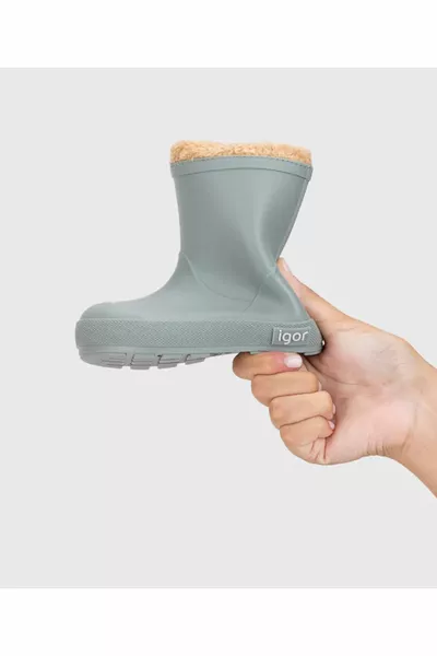 Yogi Borreguıto Kinder Regenlaarzen Groen met Bont Aan de binnenkant