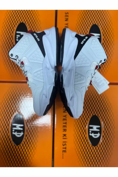 M.P.  BASKETS UNISEXES À COL ROULÉ BLANC