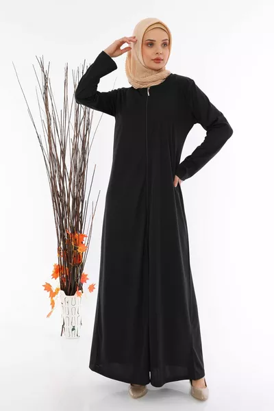 Fermura Gebetskleid für Damen Abaya Schwarz