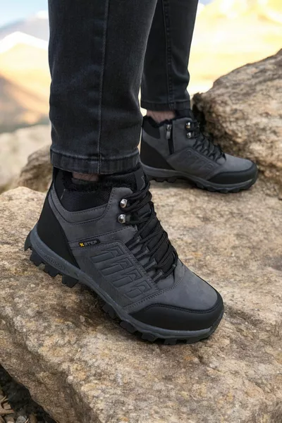 Men's Grey Stepper Waterproof Zipper Orthopedic Tracking Boots 